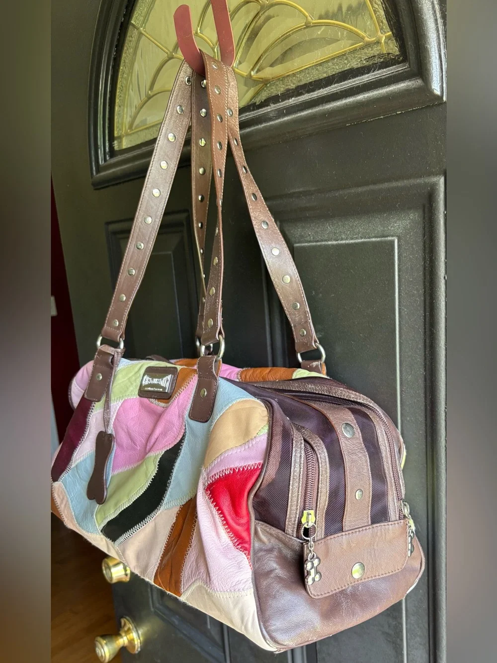 Chrome Bones Soft Patchwork Leather Small Pet Carrier